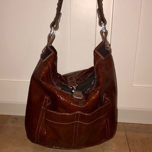 Tylie Malibu Brown Patten Leather Tote
